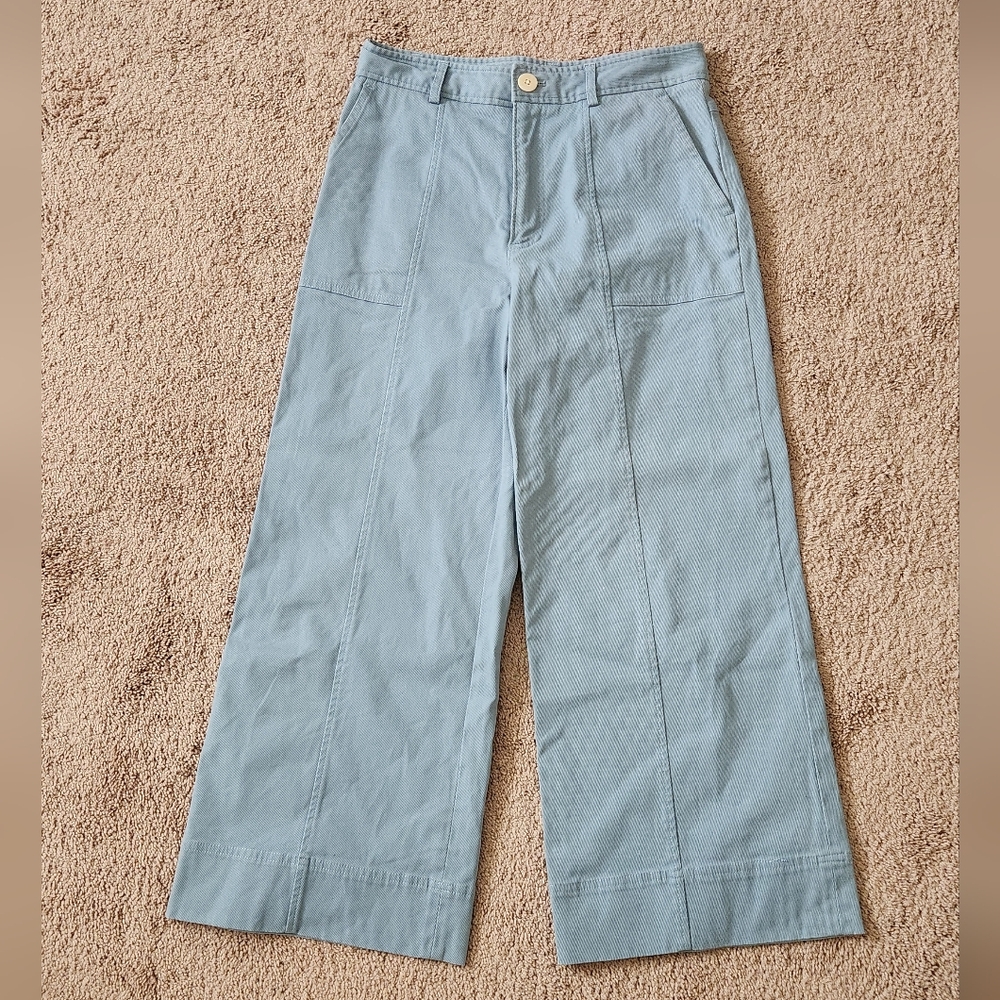 steven alan Coda high rise cropped wide leg flood pants ladies 4 dusty blue